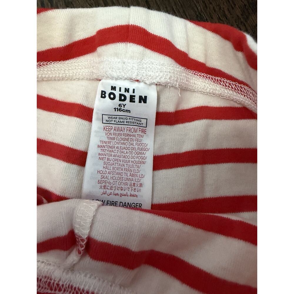 Mini Boden Stripe Christmas Cotton 2 Piece Pajamas Sz 6 Years NEW - Picture 8 of 8